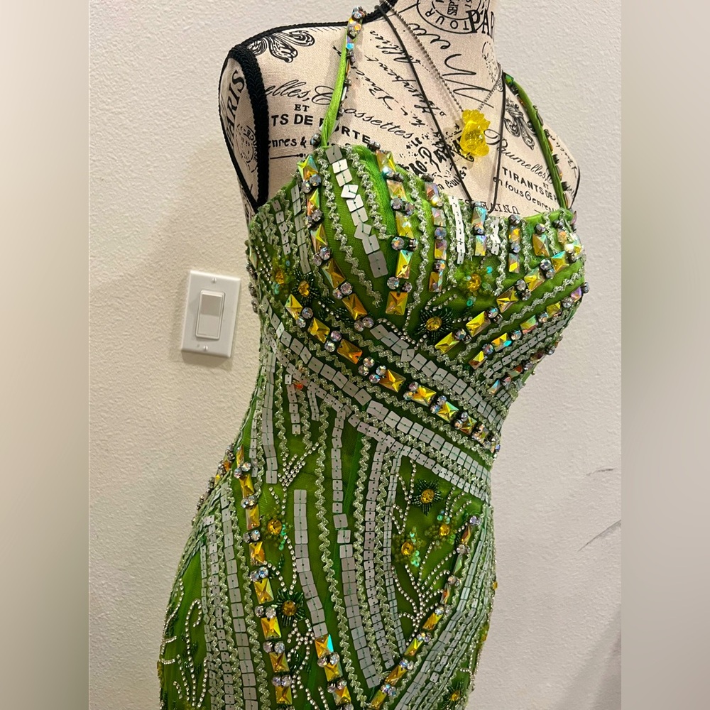 Elegant Green Beaded Dress